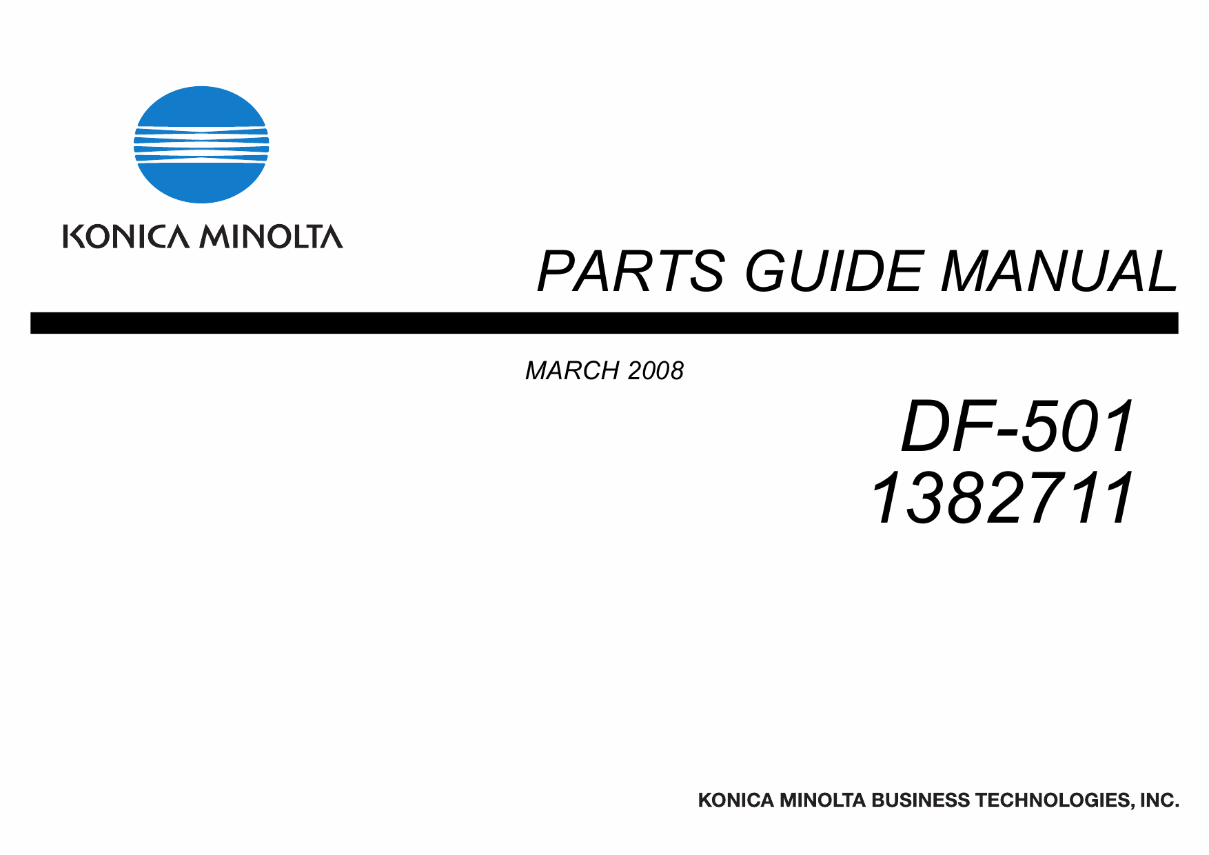Konica-Minolta Options DF-501 1382711 Parts Manual-1